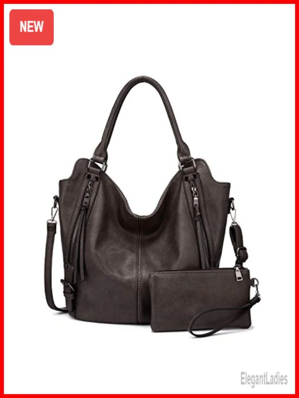 PU Leather Large Hobo Tote Bag with Adjustable Shoulder Strap